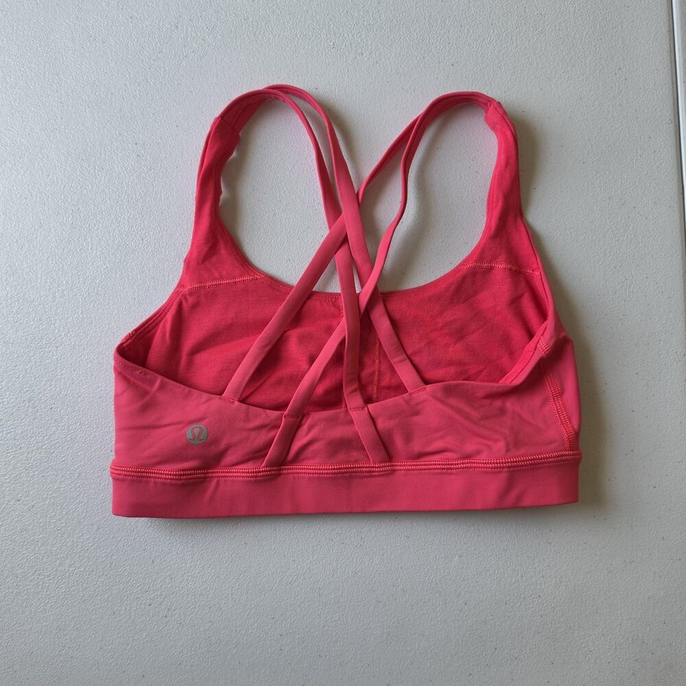 Lululemon Sports Bra Womens 4 Pink Strappy Crossback Pullover Yoga Activewear